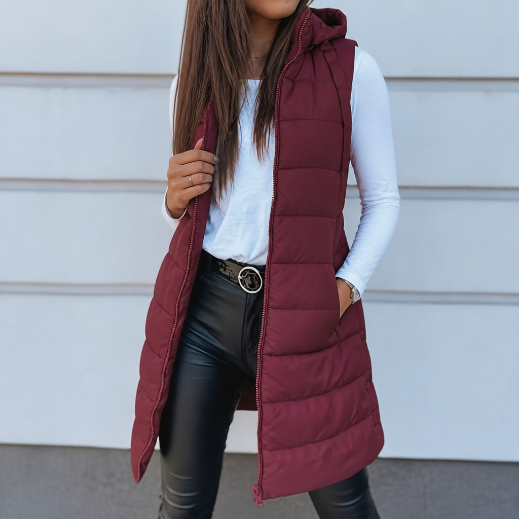 Amelie | Gilet Puffer Long Élégant et Polyvalent pour Femmes