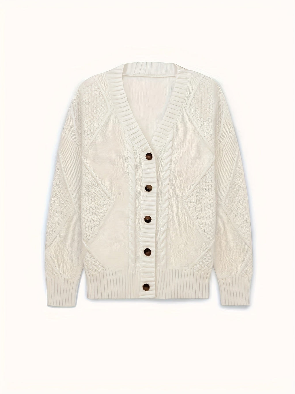 Sandra - Gilet Classique en Maille à Câble avec Col en V