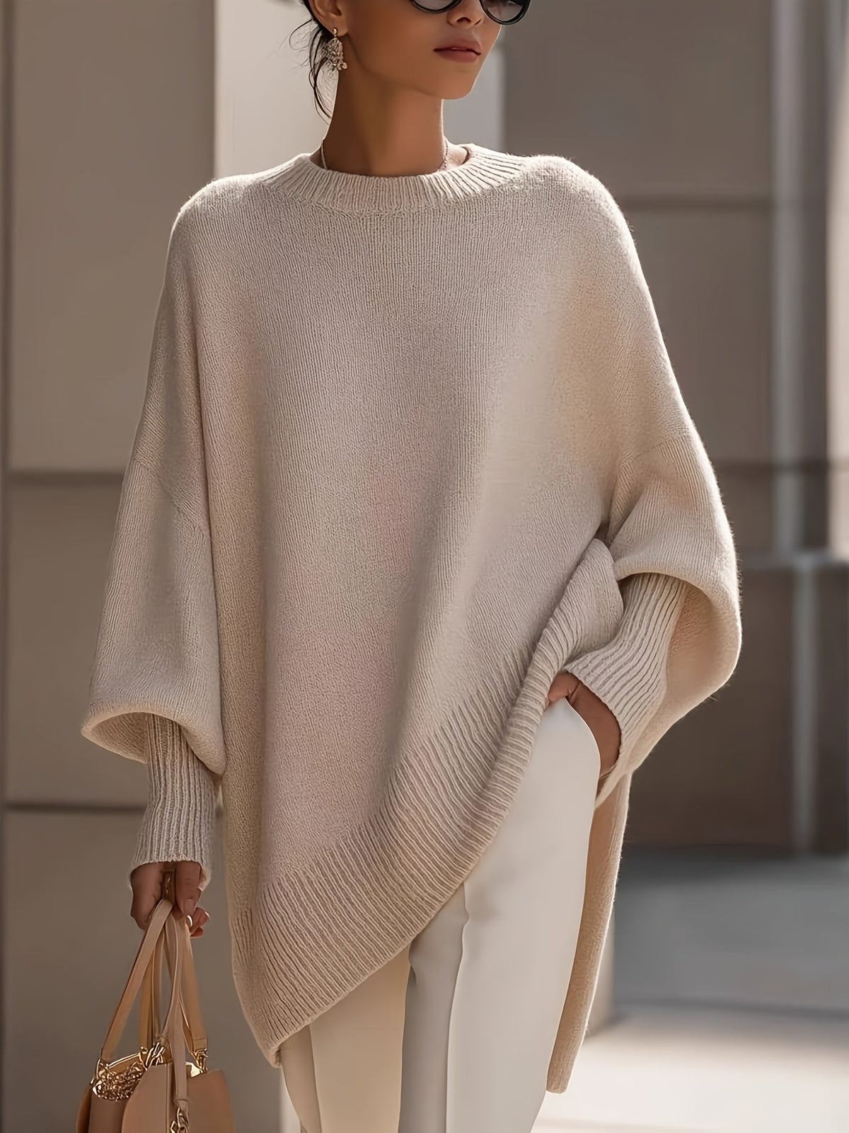 Cerelia | Pull à col rond en maille côtelée pour femmes