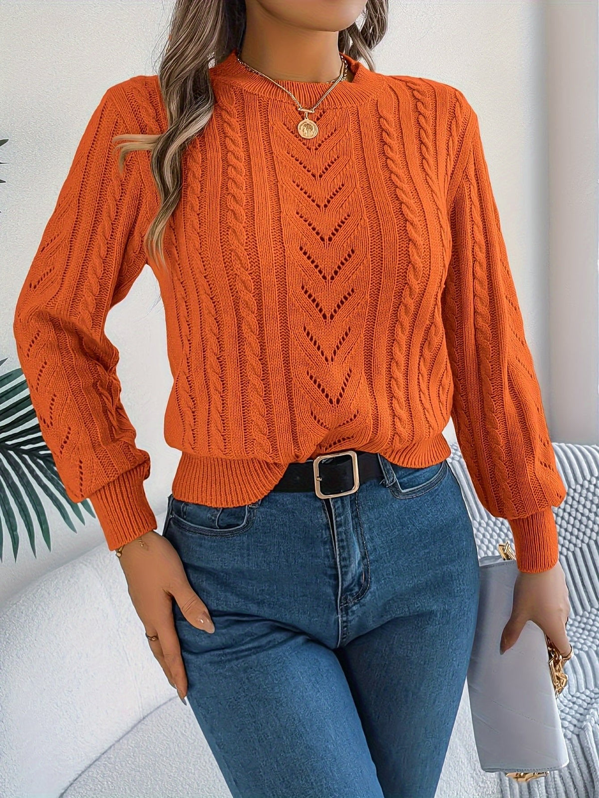 Laura | Pull en tricot à torsades classique et douillet avec col rond