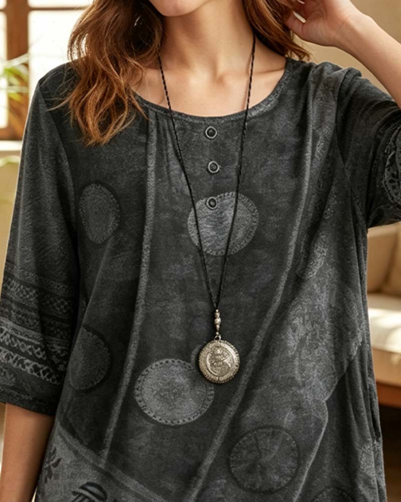 T-Shirt Col Rond Asymétrique