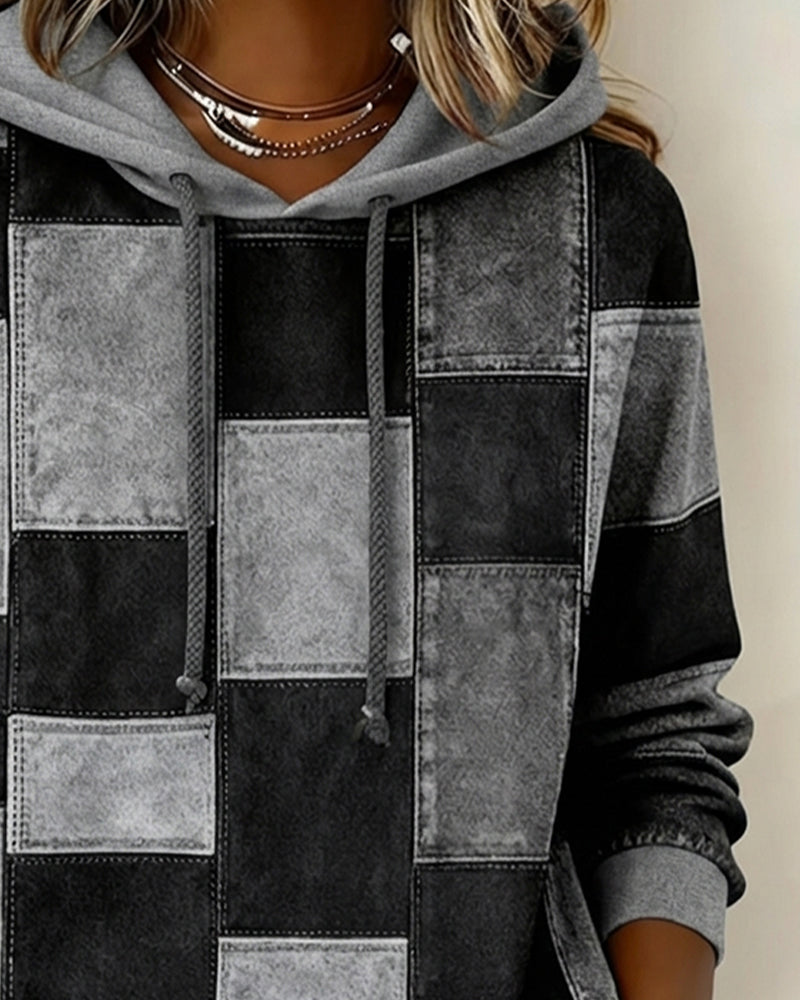Hoodie à carreaux à manches longues