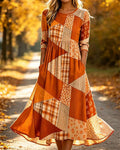 Robe Patchwork À Carreaux Fleurie