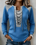 Sweat-shirt slim-fit à lacets et à blocs de couleur
