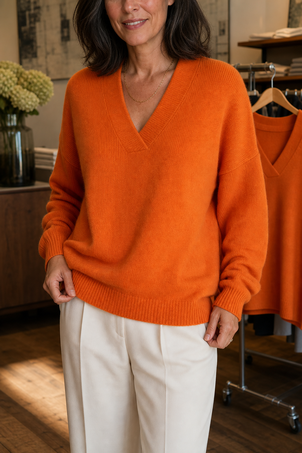 Elisa | Pull en maille côtelée moderne et léger avec décolleté en V