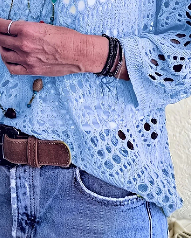 Top Ample en Dentelle à Motif de Diamant