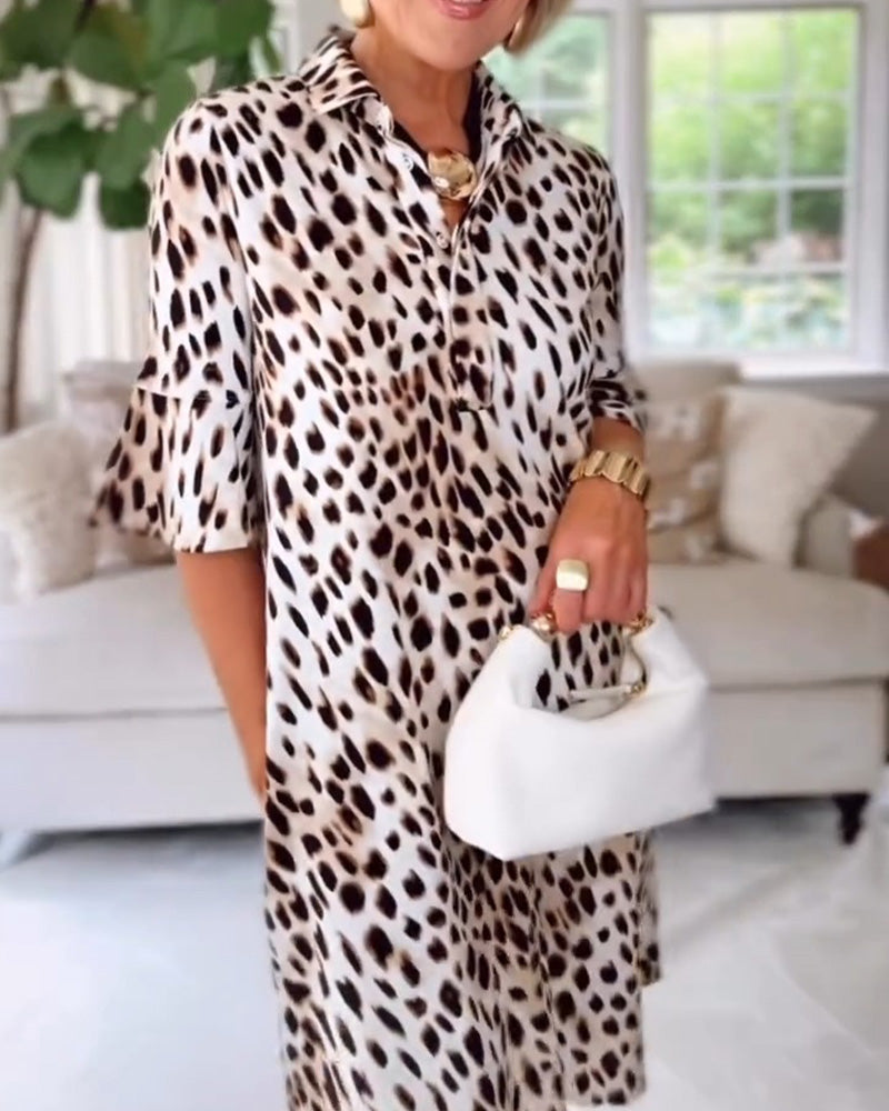 Robe Revers Léopard Chemise