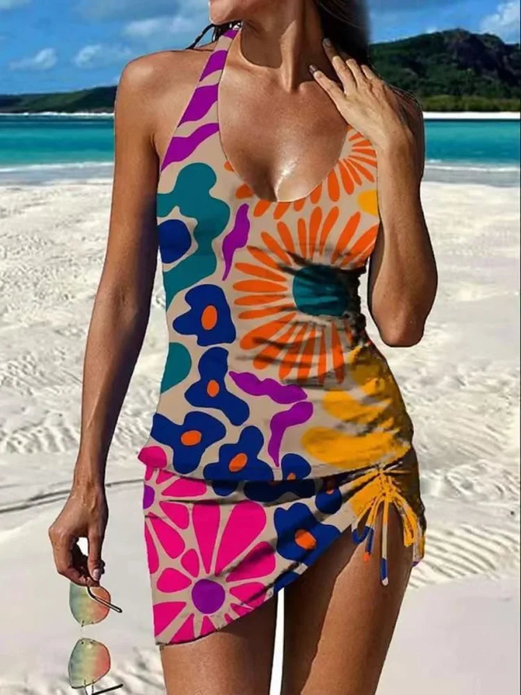 Fiesta – Maillot de bain graphique avec short, effet ventre plat