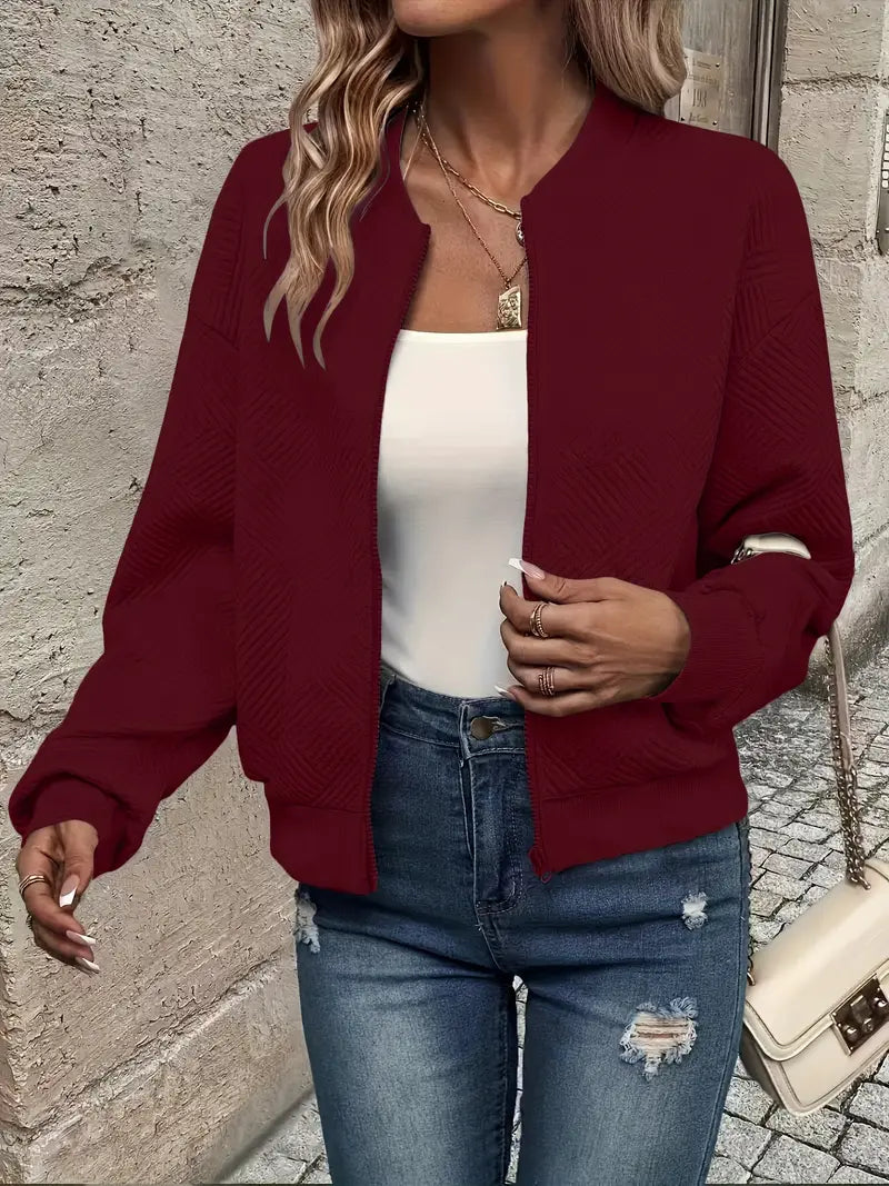 Sarah - Veste Bomber Structurée Élégante avec Fermeture Éclair