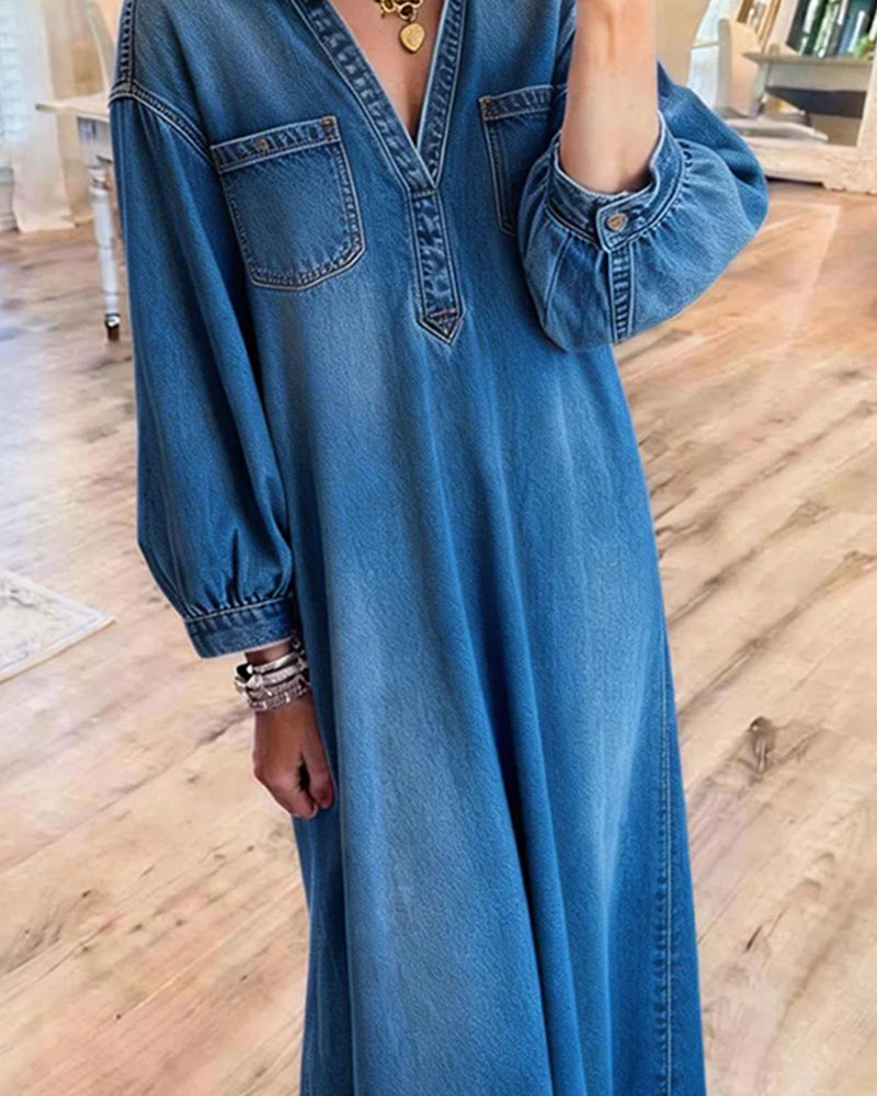 Robe Denim Style Chemise Maxi