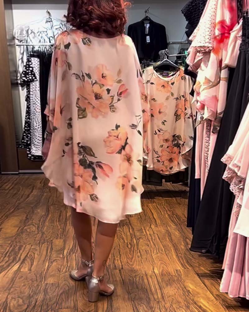 Robe à Manches Chauve-Souris Imprimée