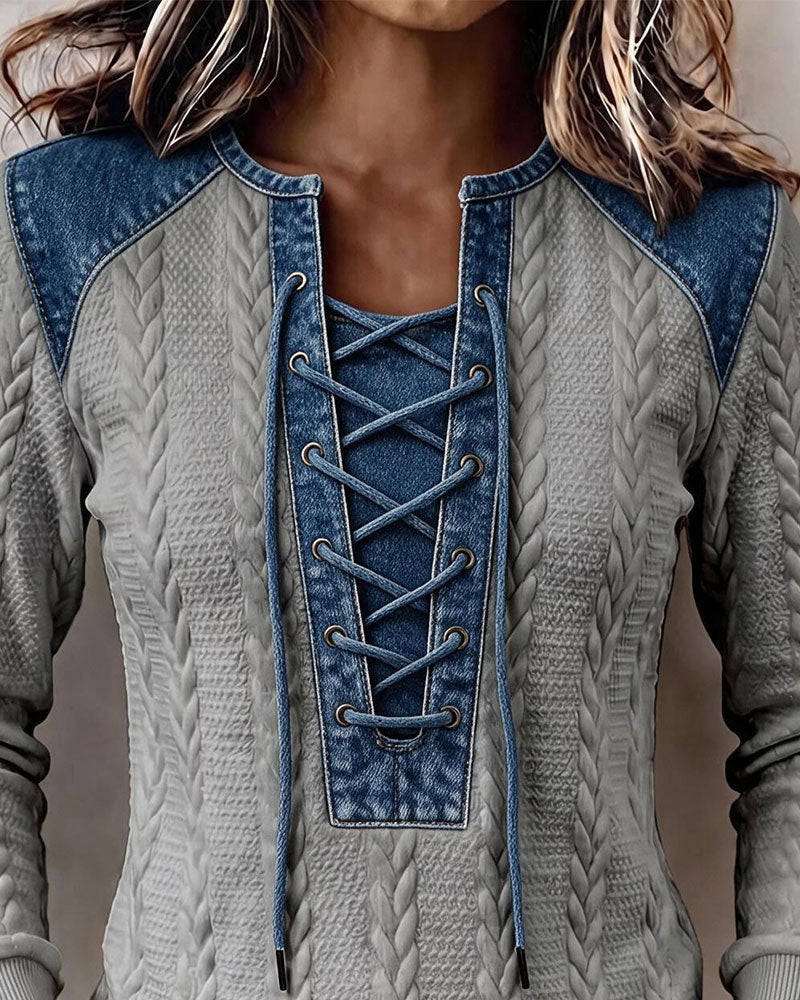 Sweat-shirt décontracté en patchwork