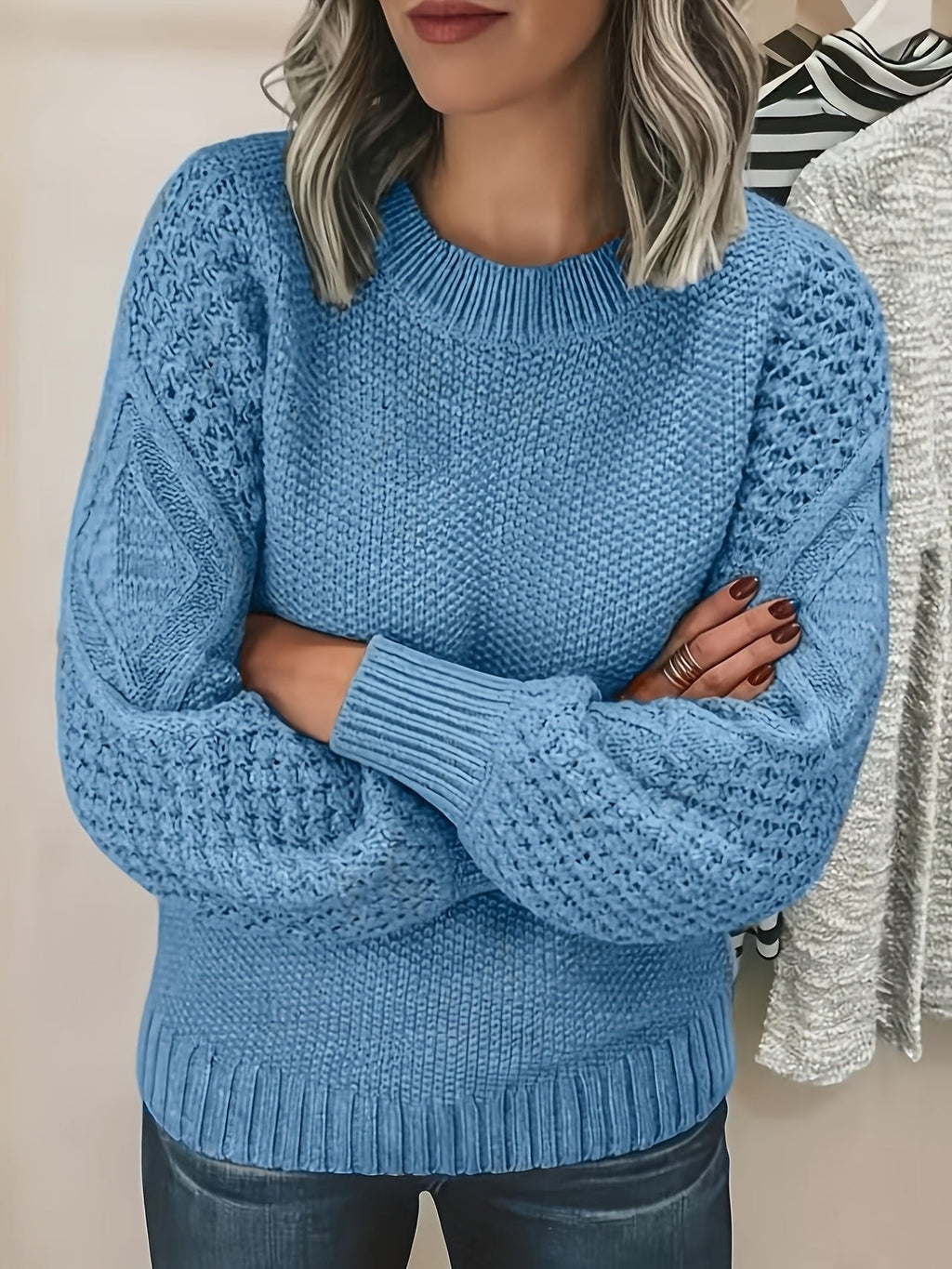 Greta | Pull en Tricot à Manches Lantern Douillet et Élégant pour Femmes
