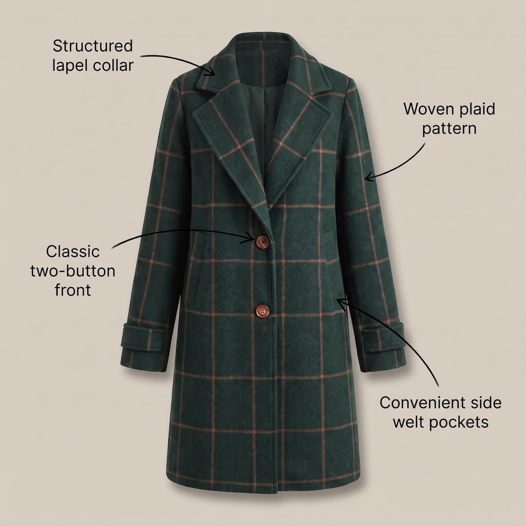 Helena | Trench-coat à carreaux classique et moderne