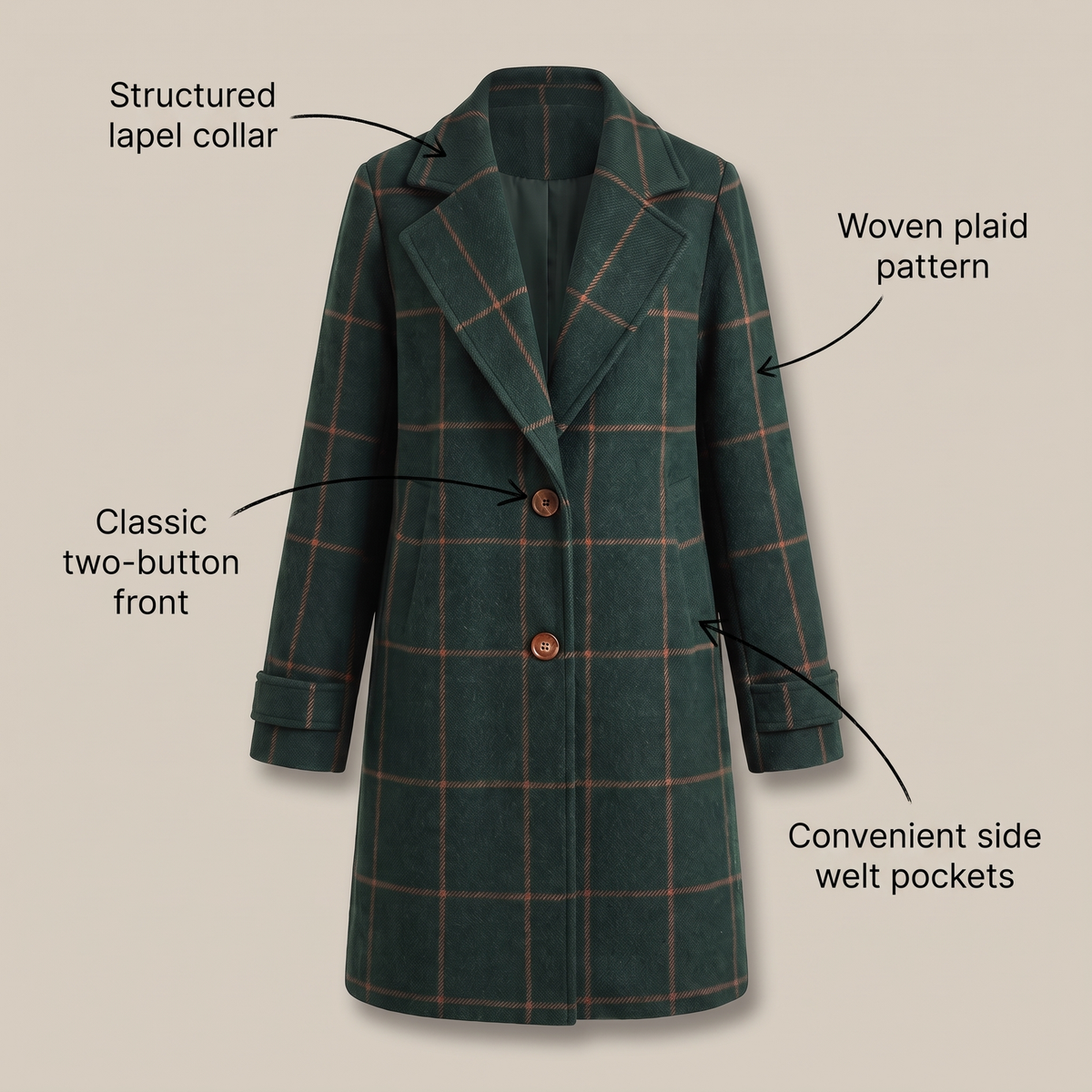 Helena | Trench-coat à carreaux classique et moderne