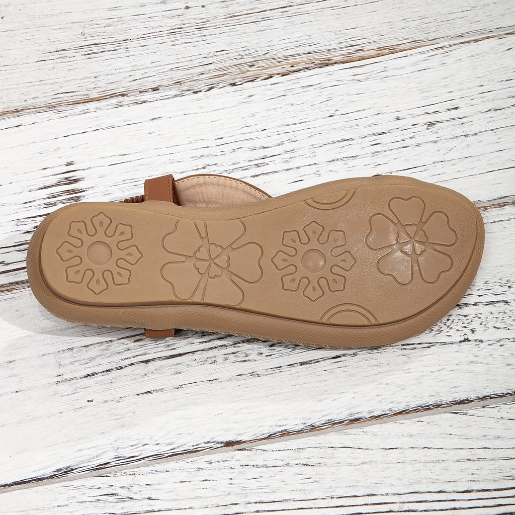 Sandales Plates Avec Brides Décoratives Et Fermeture Cheville Pour Femmes | Idéal Pour La Saison Estivale Et Les Sorties