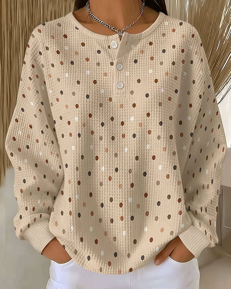 Sweat-shirt à Pois Col Rond