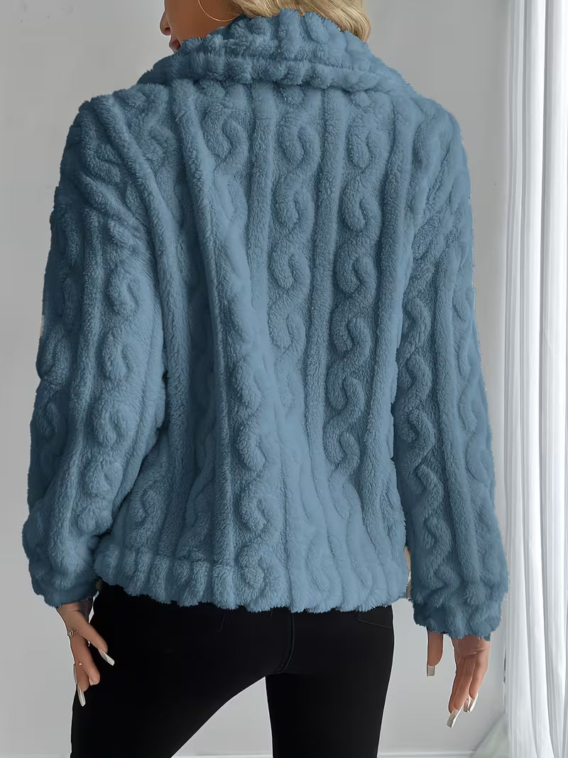 Veste teddy texturée pour femme à boutons élégants