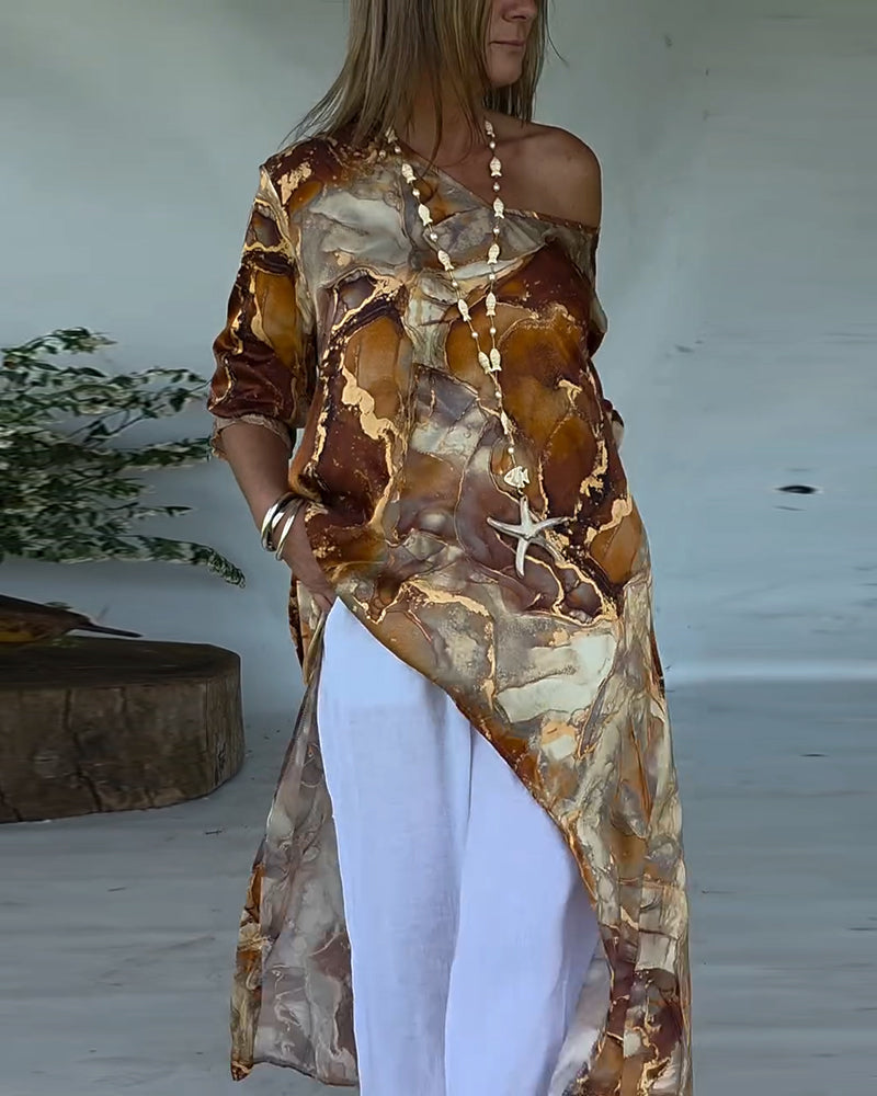 Blouse Imprimée à Fente Tendance