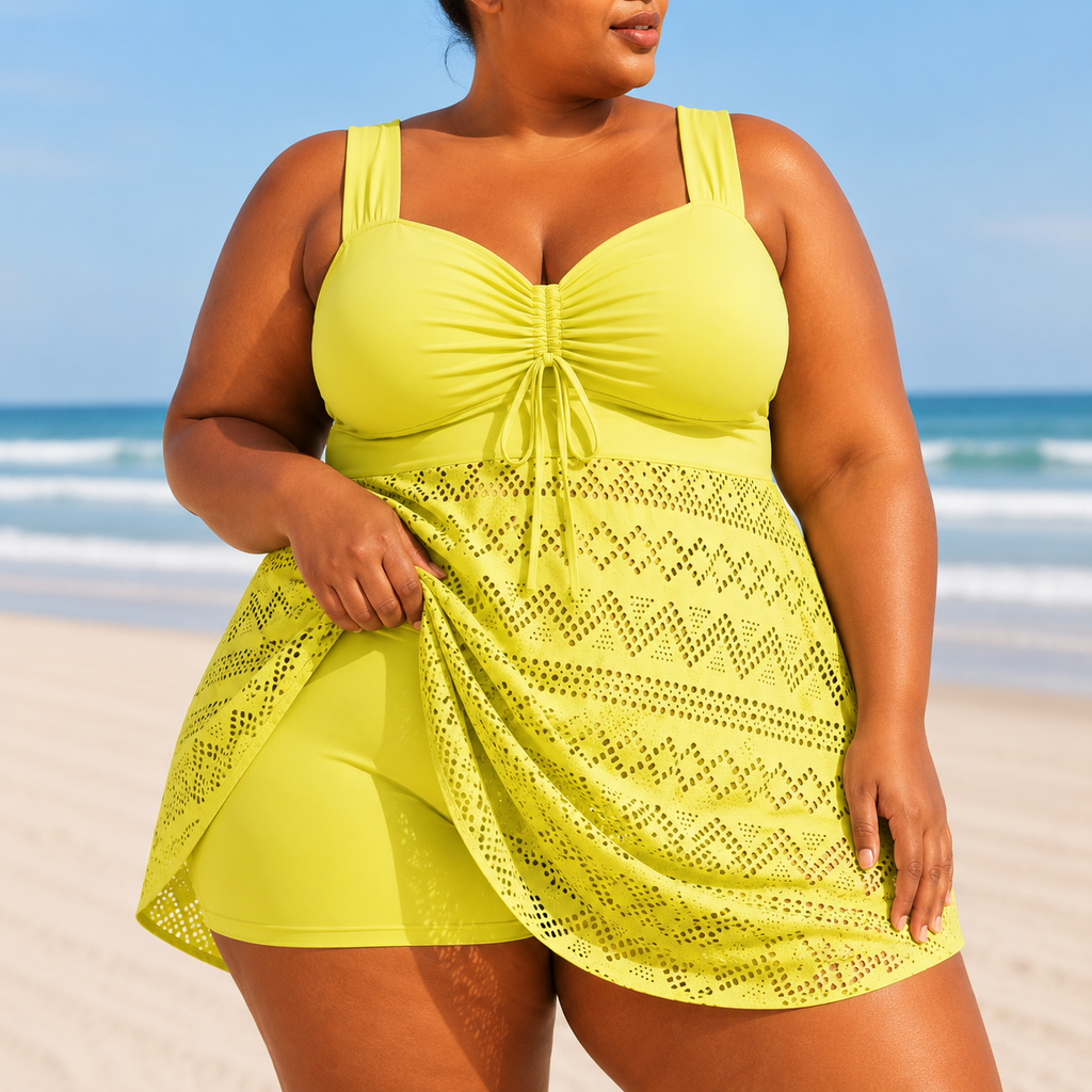 Robe de bain élégante Emille pour femmes en grande taille avec drapé fluide