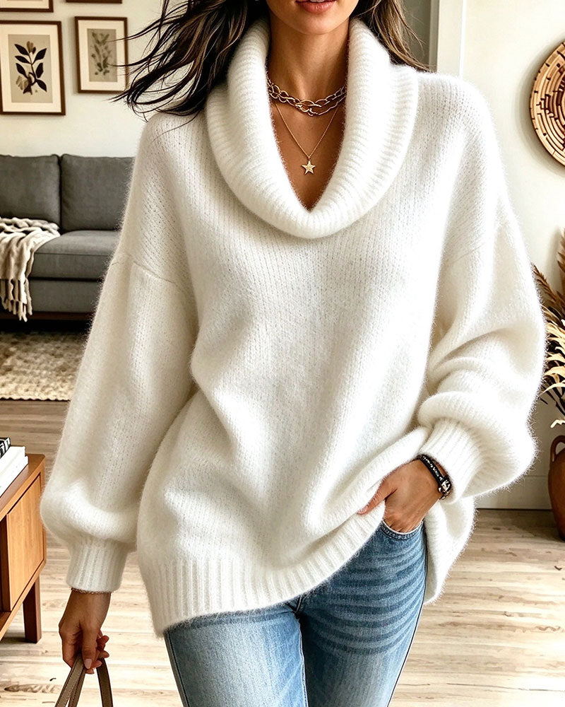 Pull en tricot confortable à col décontracté