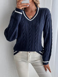 Pull Femme – Bordure Rayée et Coupe Détendue au Charme Intemporel