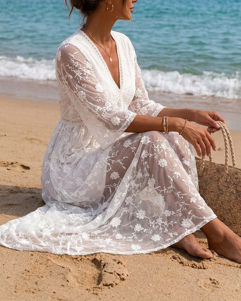 Robe Col V Taille Haute