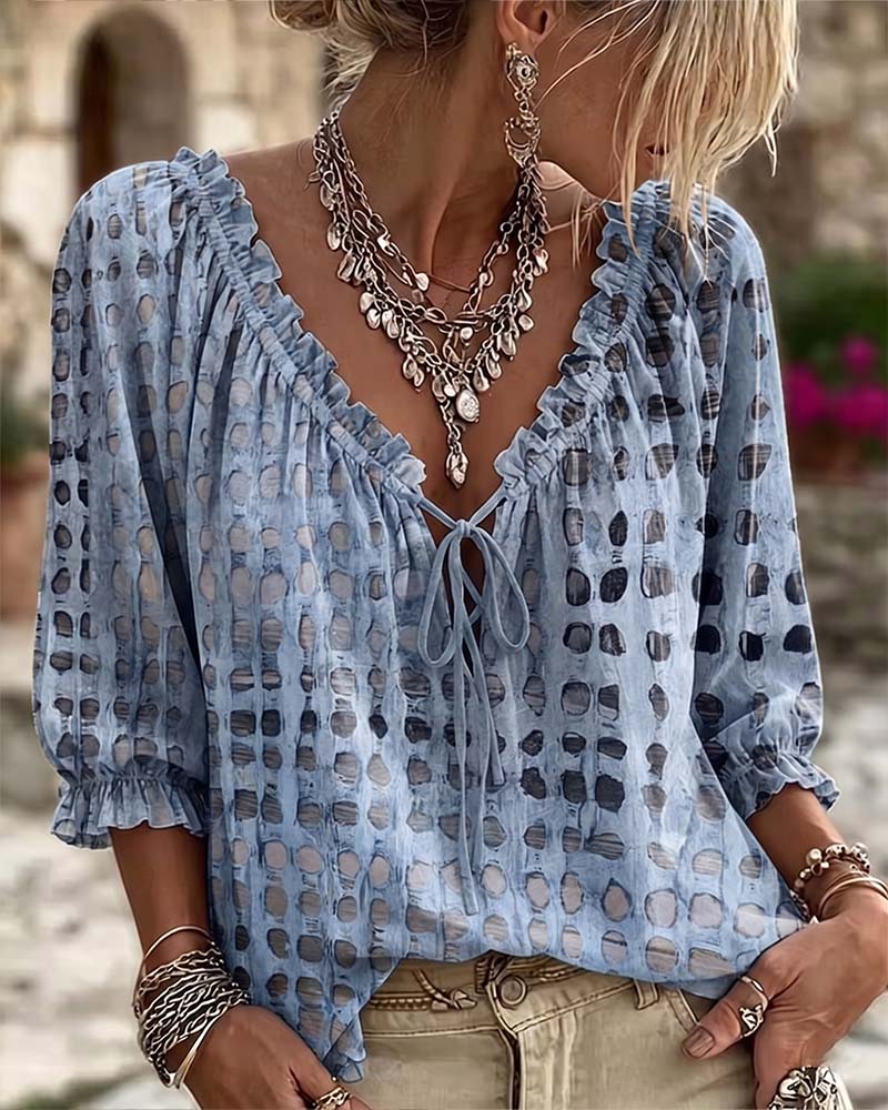 Ramceel | Blouse à pois avec détail de lacet