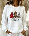 Pull à col rond à carreaux Sweatshirt Arbre de Noël