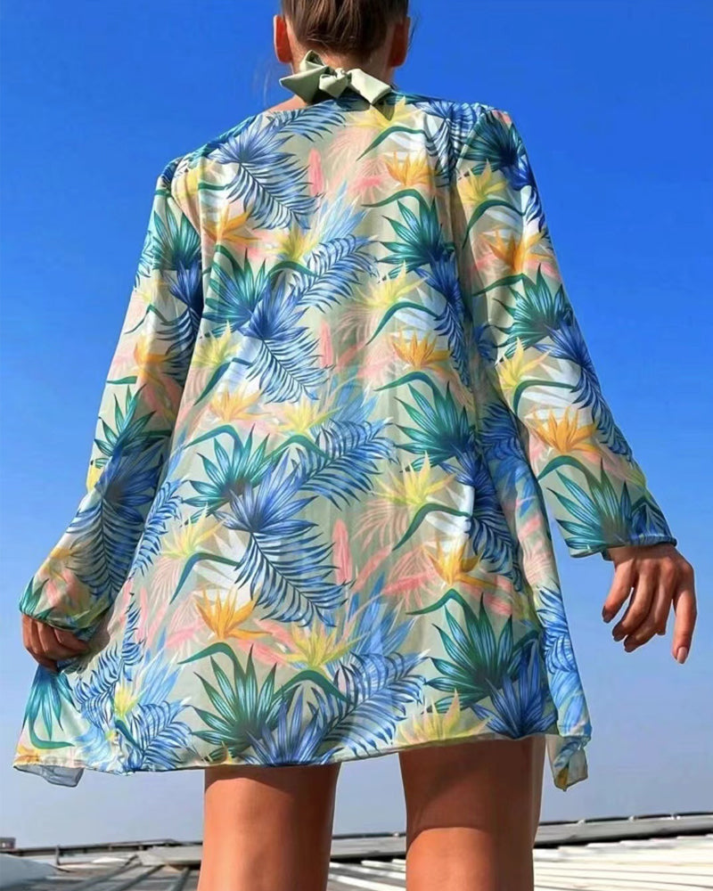 Bikini Taille Haute avec Motif Tropical pour Femmes | Idéal pour l’Été