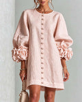 Robe Élégante Fleurie Manche Lanterne