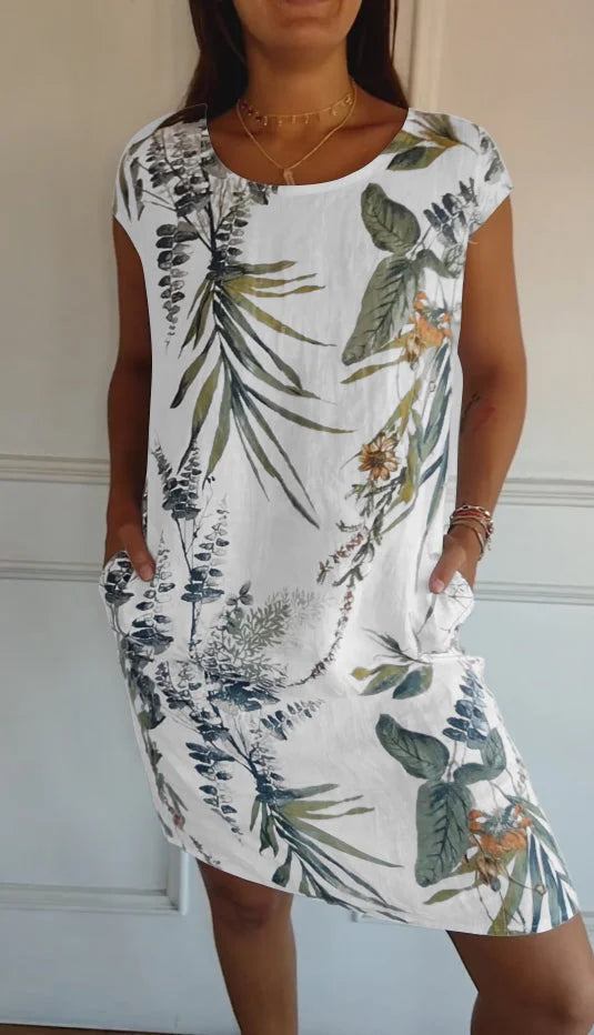 Robe d'été pour femmes avec poches et imprimé vif