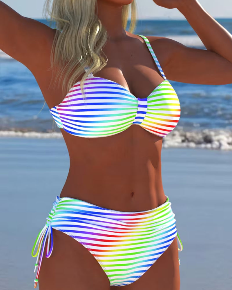 Luereda | Ensemble de bikini coloré avec motif rayé