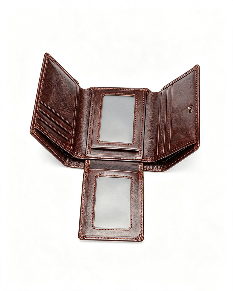 Portefeuille Homme En Cuir De Vache Huilé-Ciré Authentique Avec RFID