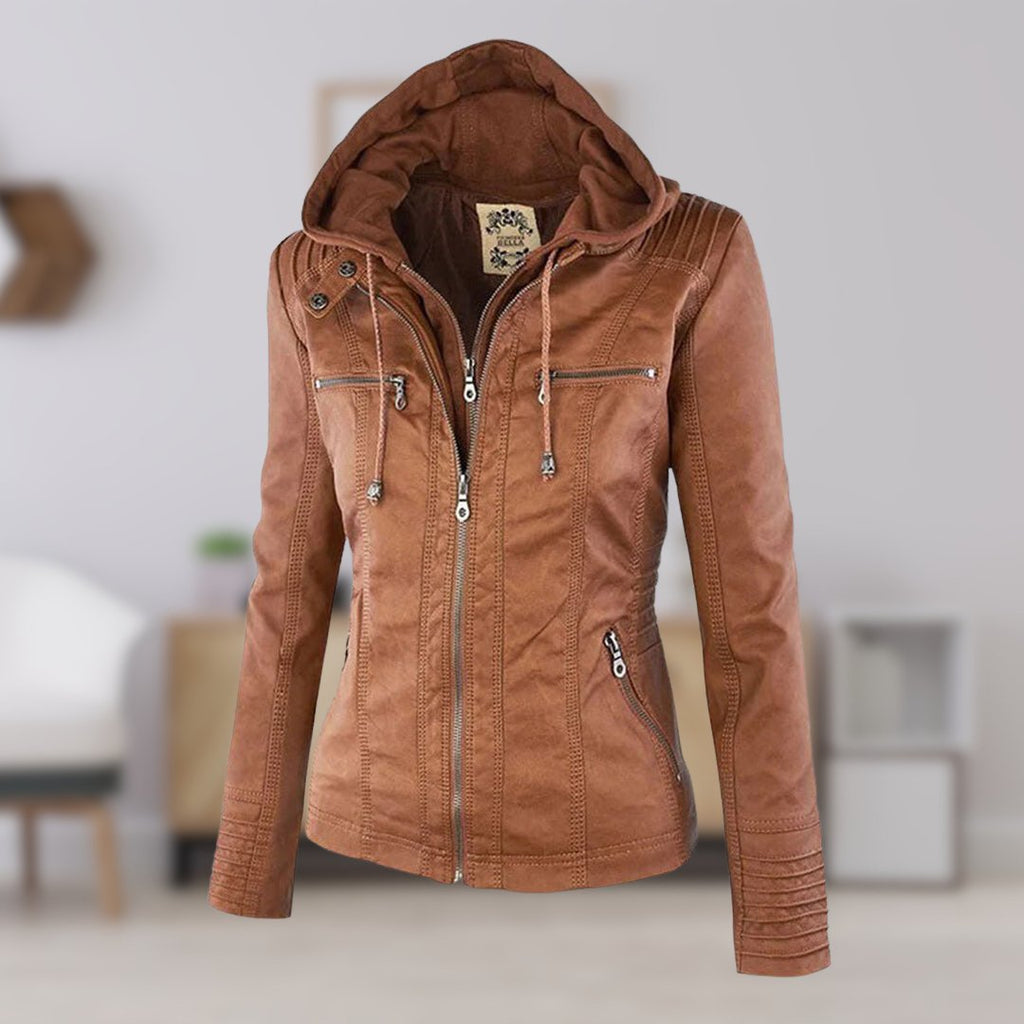 Melanie - Veste en Cuir Élégante avec Capuche