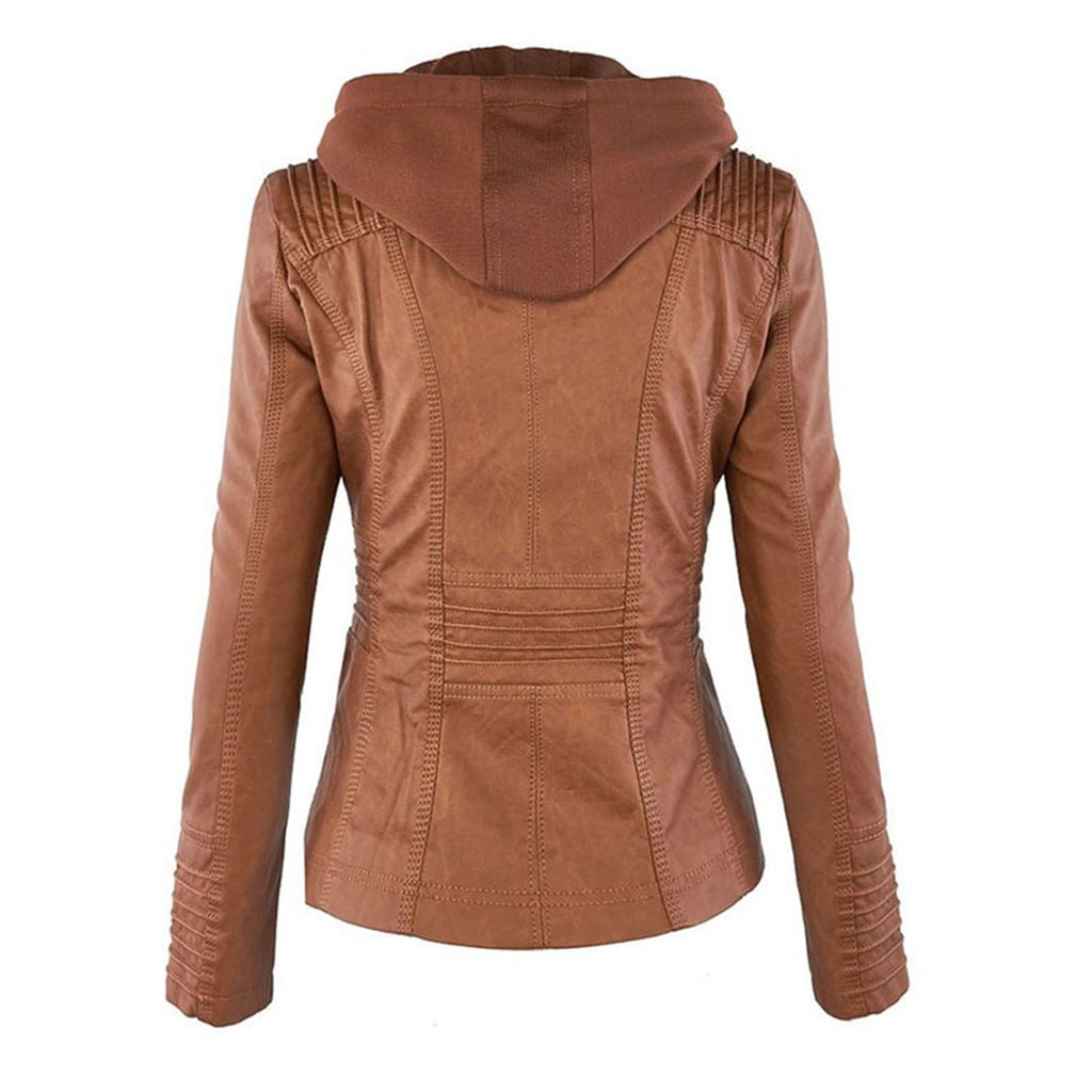 Melanie - Veste en Cuir Élégante avec Capuche