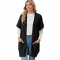 Elfriede | Veste en tricot Cameron pour femmes, devant ouvert, manches courtes avec poches