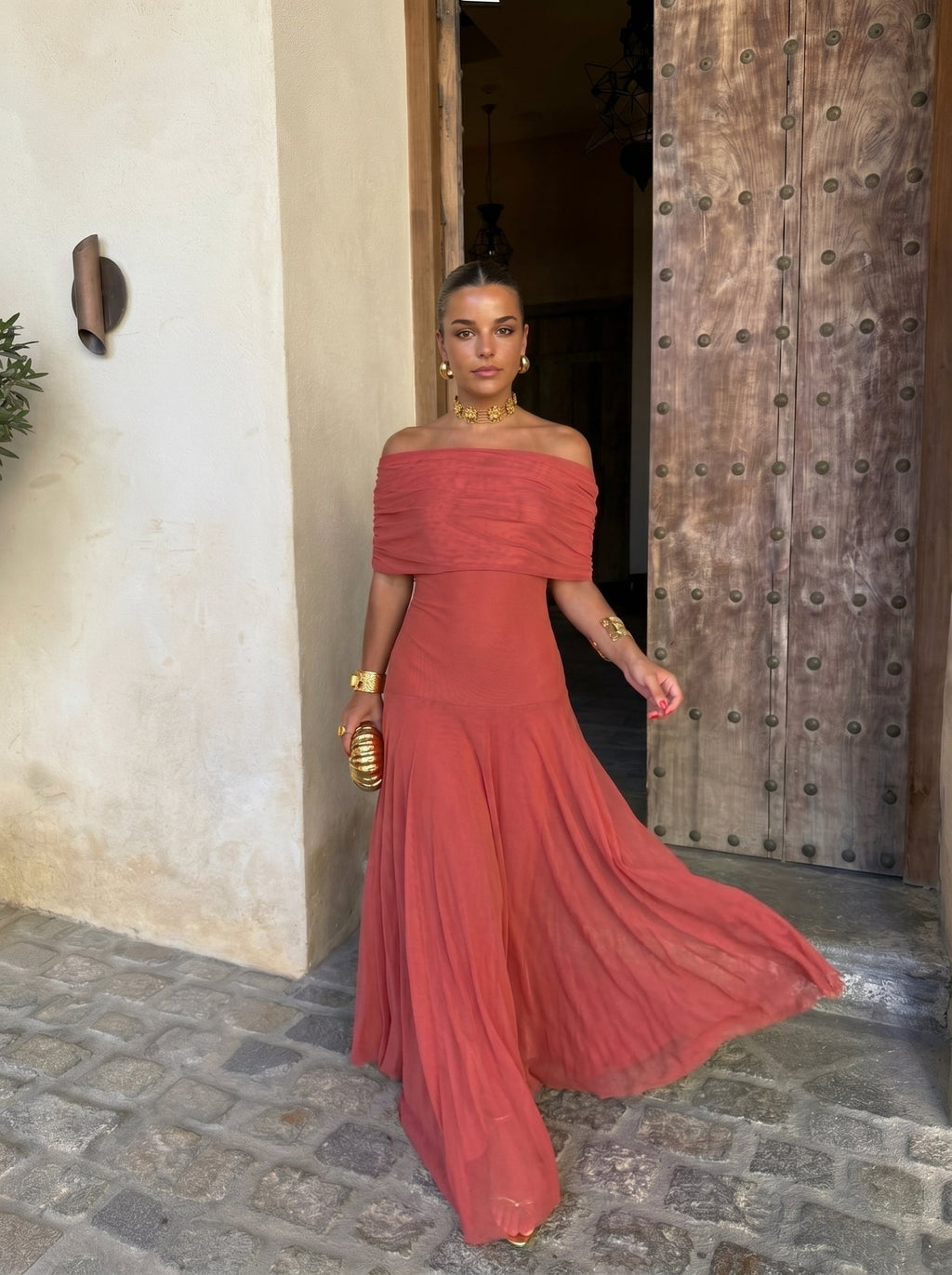 Toledo | Robe Maxikleid Femme Off-Shoulder