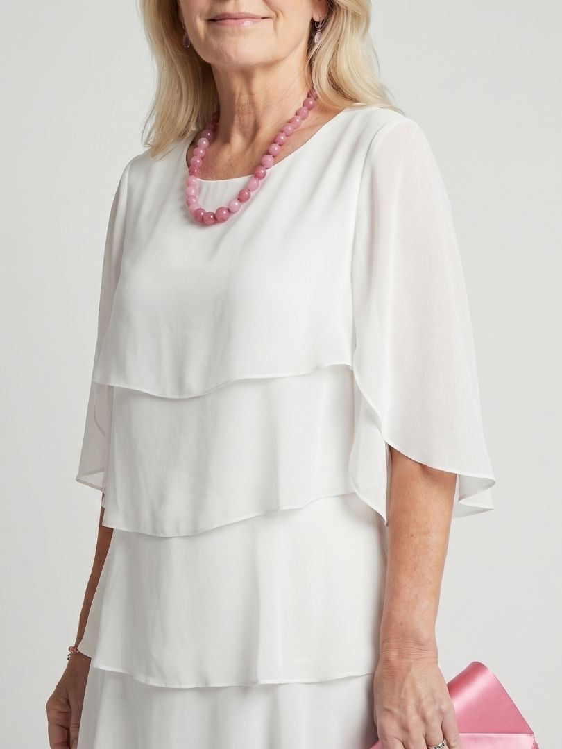 Robe Midi Femme | Manches Volantes à Niveaux