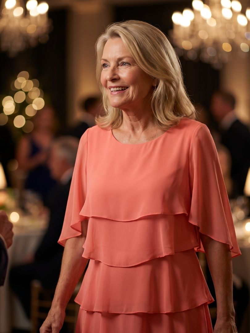 Robe Midi Femme | Manches Volantes à Niveaux
