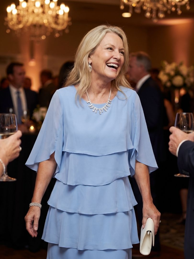 Robe Midi Femme | Manches Volantes à Niveaux