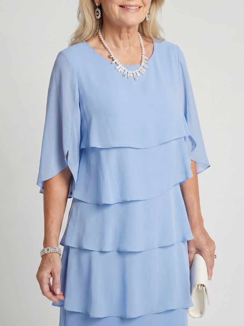 Robe Midi Femme | Manches Volantes à Niveaux