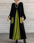 Robe Maxi Color-Block à Col V