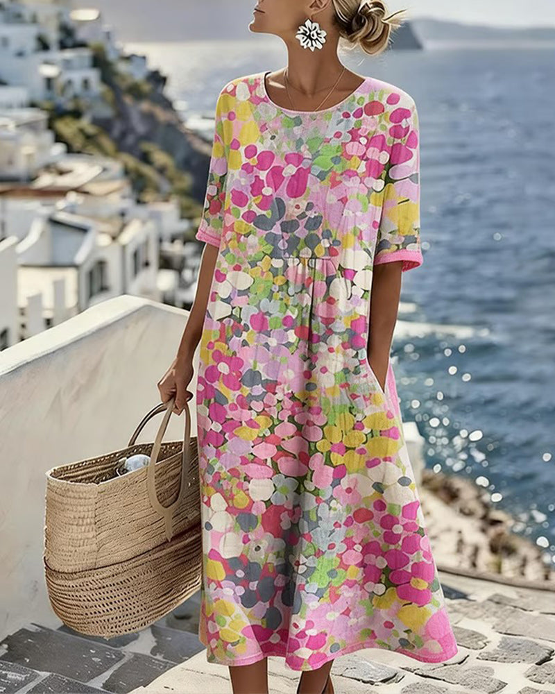 Xenjia | Robe midi décontractée avec imprimé floral coloré
