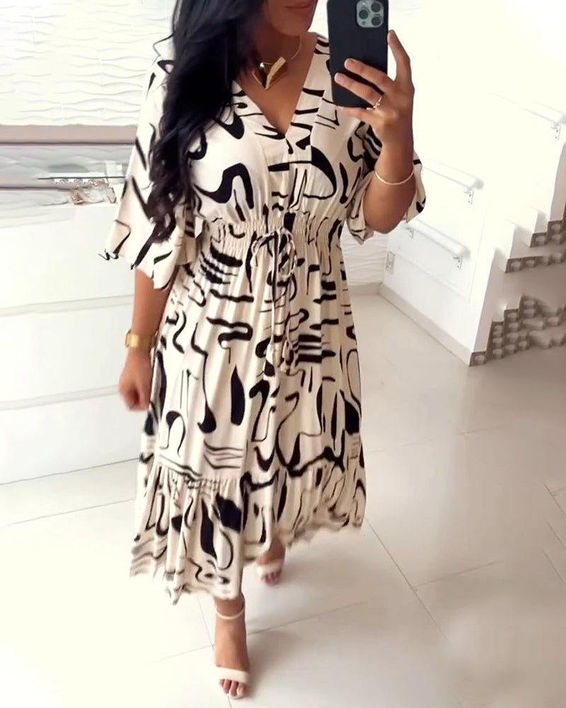 Robe imprimée à encre taille V