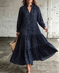 Robe Col V Pois Volant Superposé