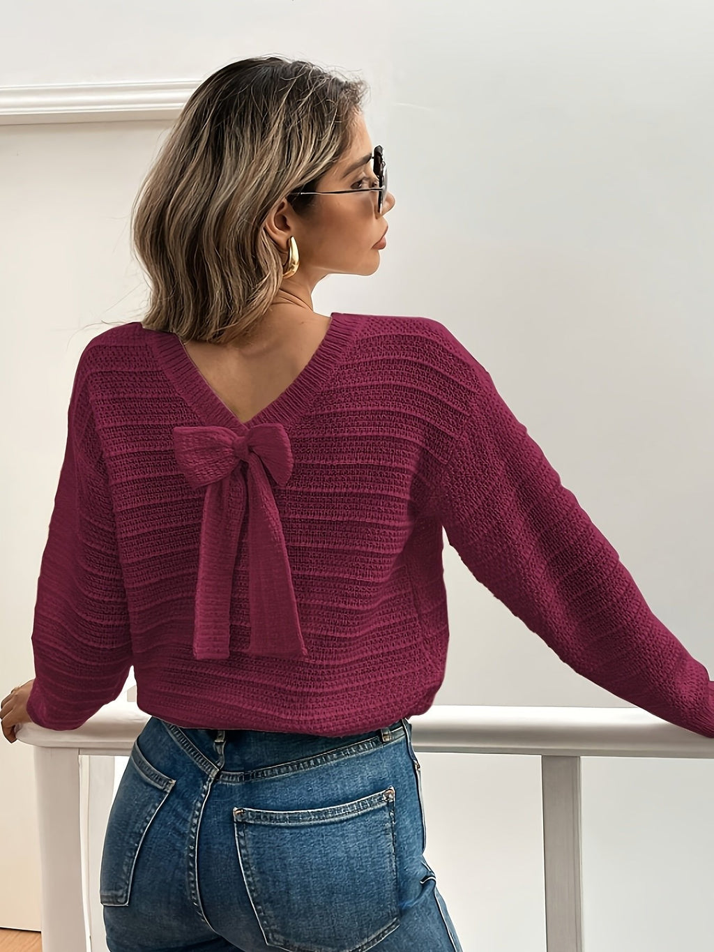 Kerstin | Pull en tricot féminin et confortable avec détail en nœud