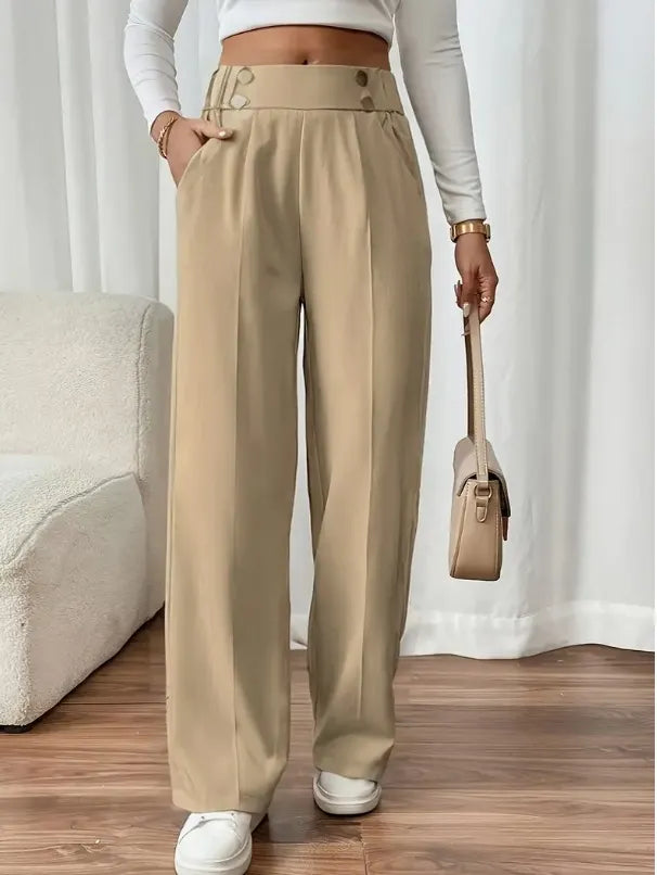 Julva | Pantalon Marlene taille haute avec détails en boutons