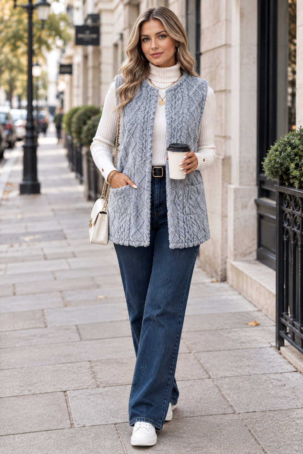 Gilet Long Texturé