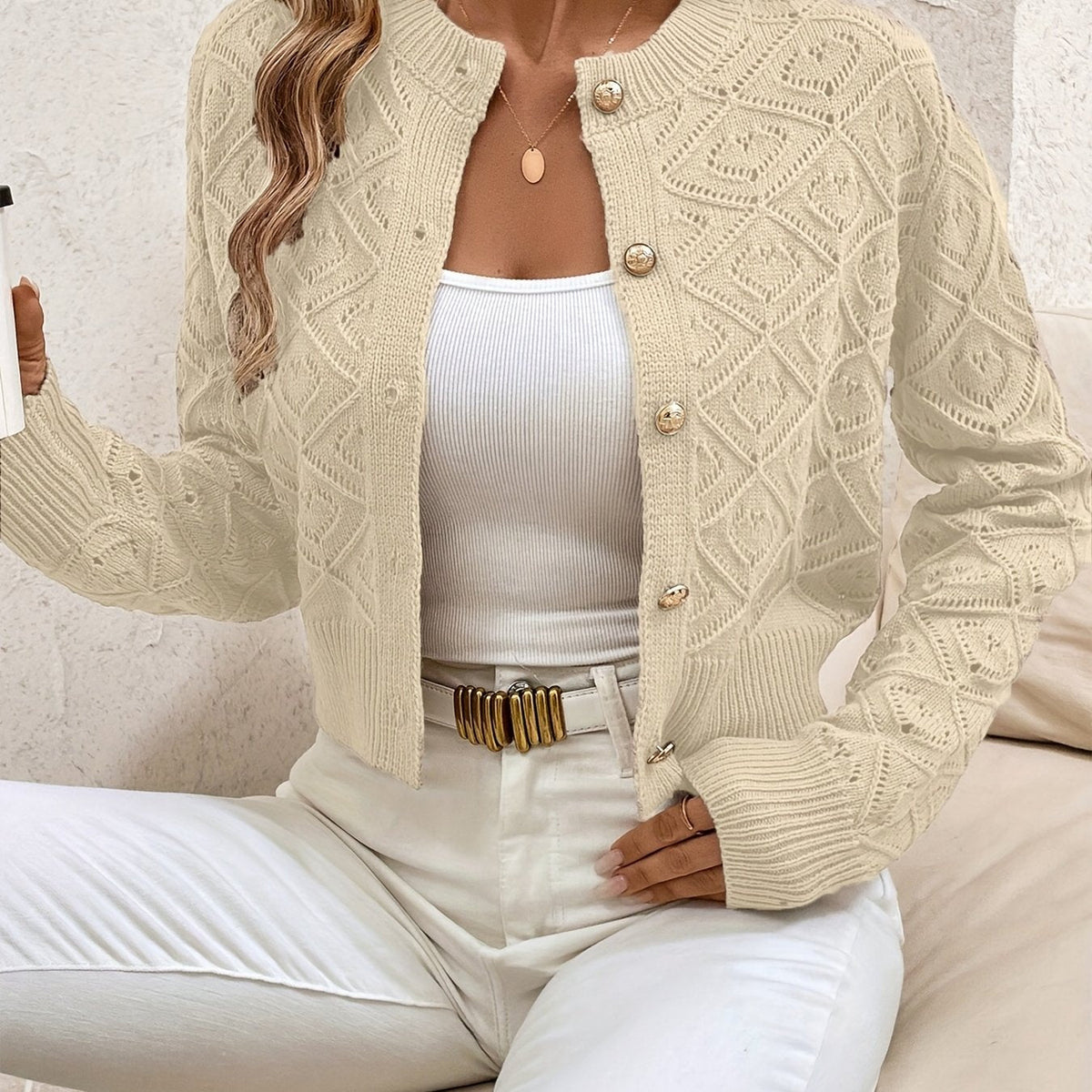 Martine - Gilet Élegant en Tricot avec Boutons